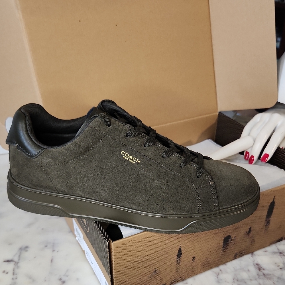 New Coach Men’s Olive Green Suede Low-Top Sneaker Sz 12D (Unisex)